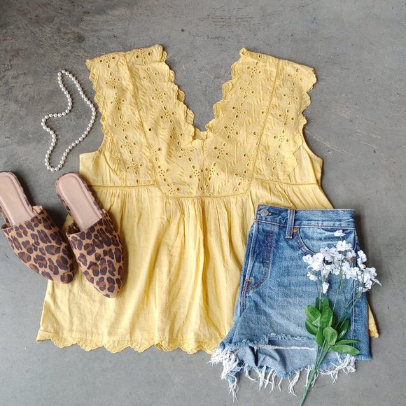 Lucky Brand Tops - Lucky Brand Yellow Eyelet Tank large